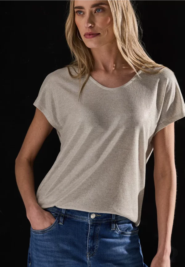 T-shirt chatoyant à col en V
