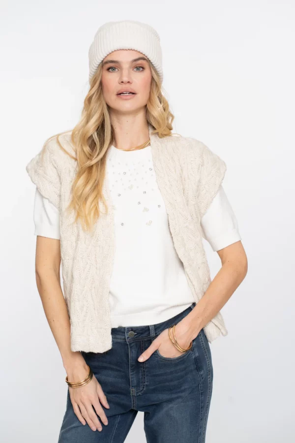 Pull  geisha à manches courtes et perles – Image 2