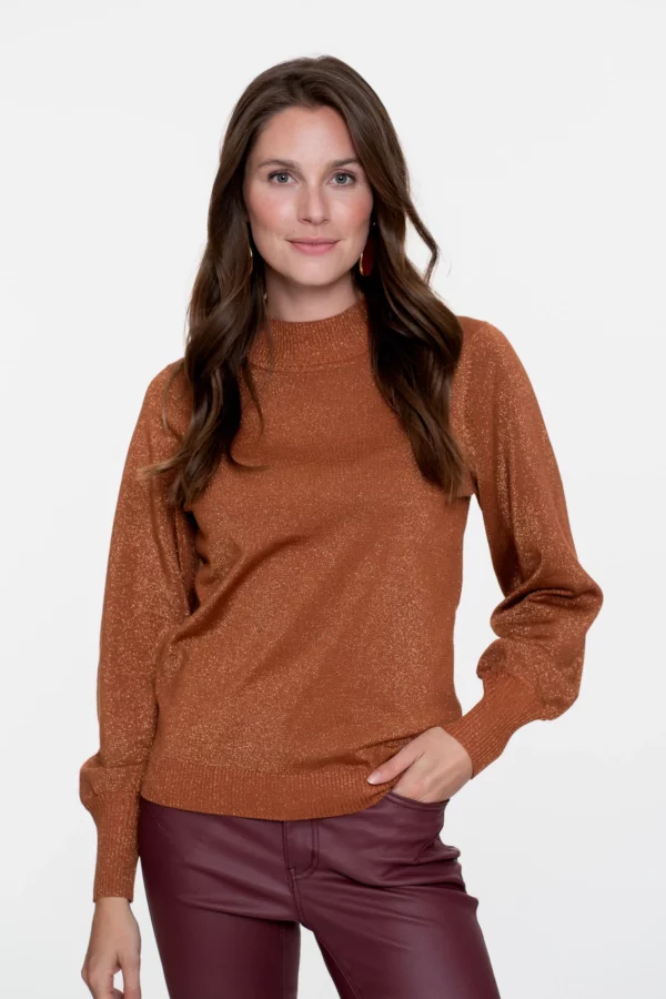 Pull femme Geisha à manches bouffantes et lurex – Image 2