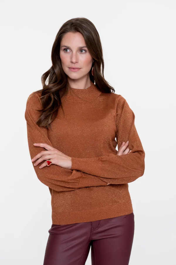 Pull femme Geisha à manches bouffantes et lurex