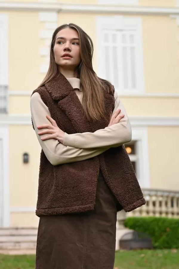 Gilet sans manches, imitation mouton