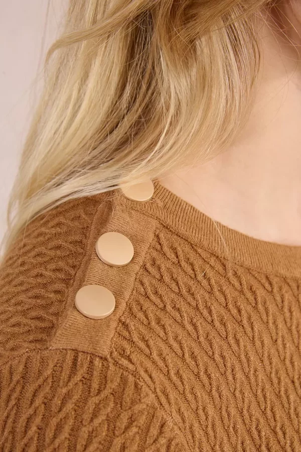 Maille torsadée, patte d'épaule boutonnée – Image 4