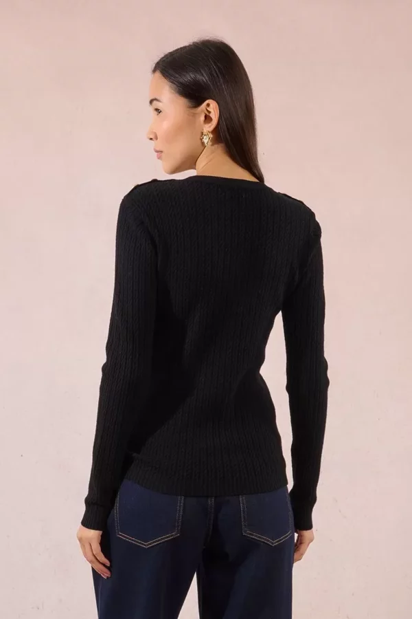 Maille torsadée, patte d'épaule boutonnée – Image 3