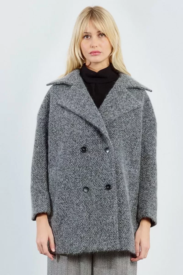 Manteau court, gris chiné – Image 2