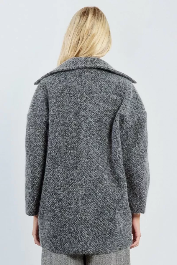 Manteau court, gris chiné – Image 4