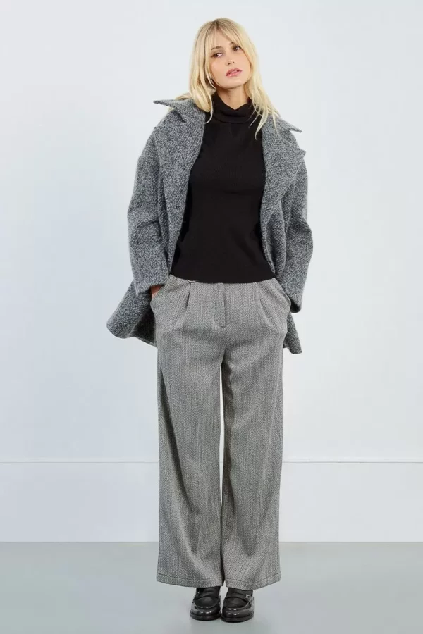 Manteau court, gris chiné