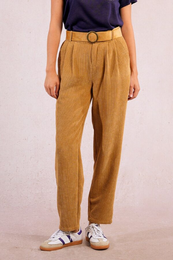 Pantalon ceinturé en velours