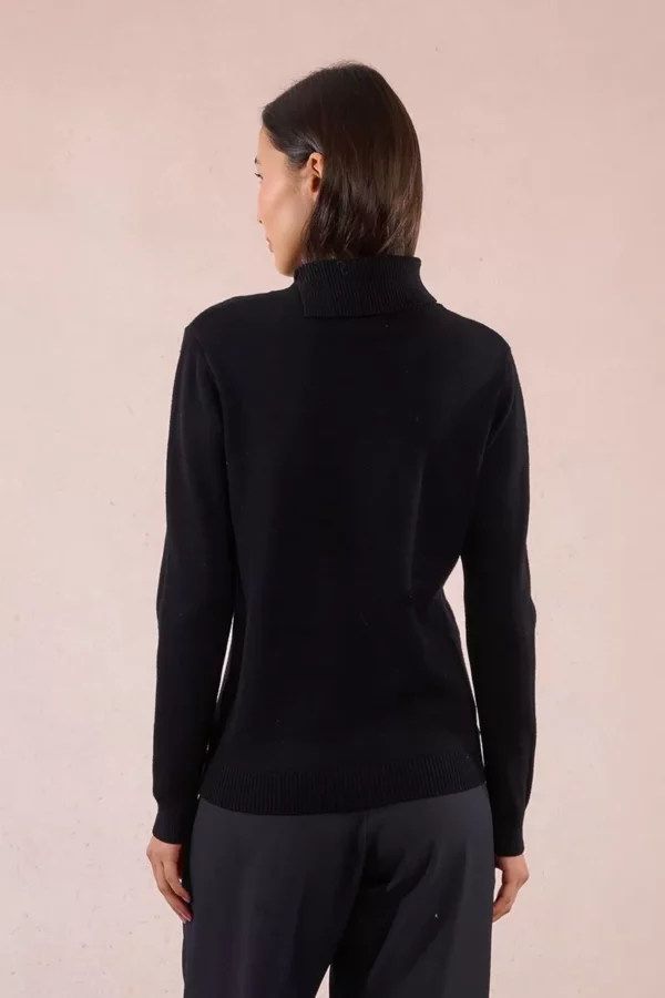 Pull col roulé boutonné noir – Image 4
