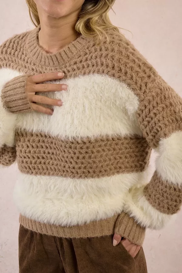 Pull rayé en bi-matière – Image 3