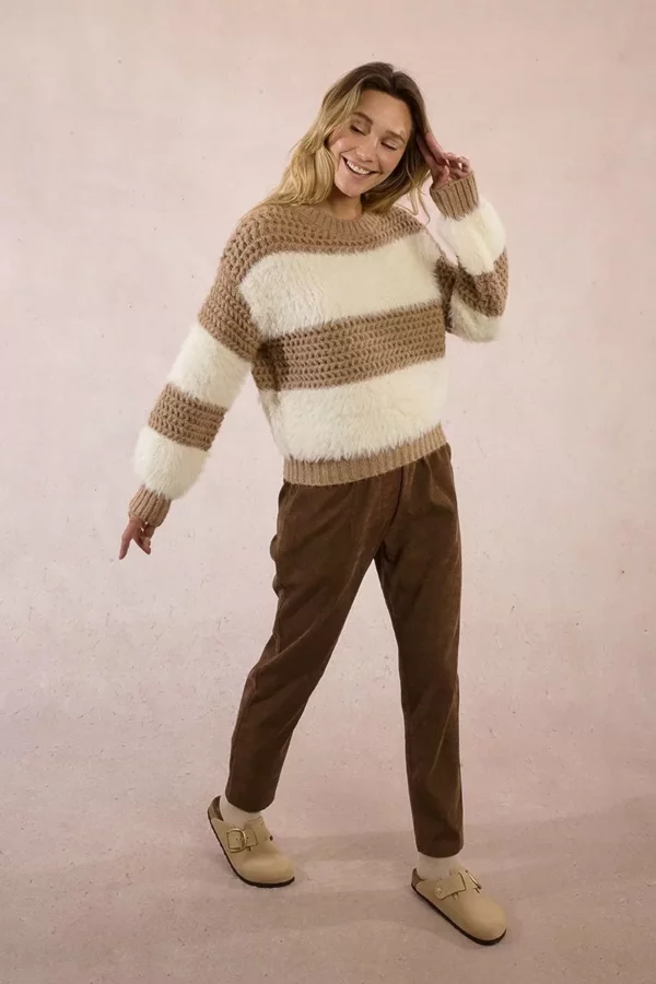Pull rayé en bi-matière – Image 2
