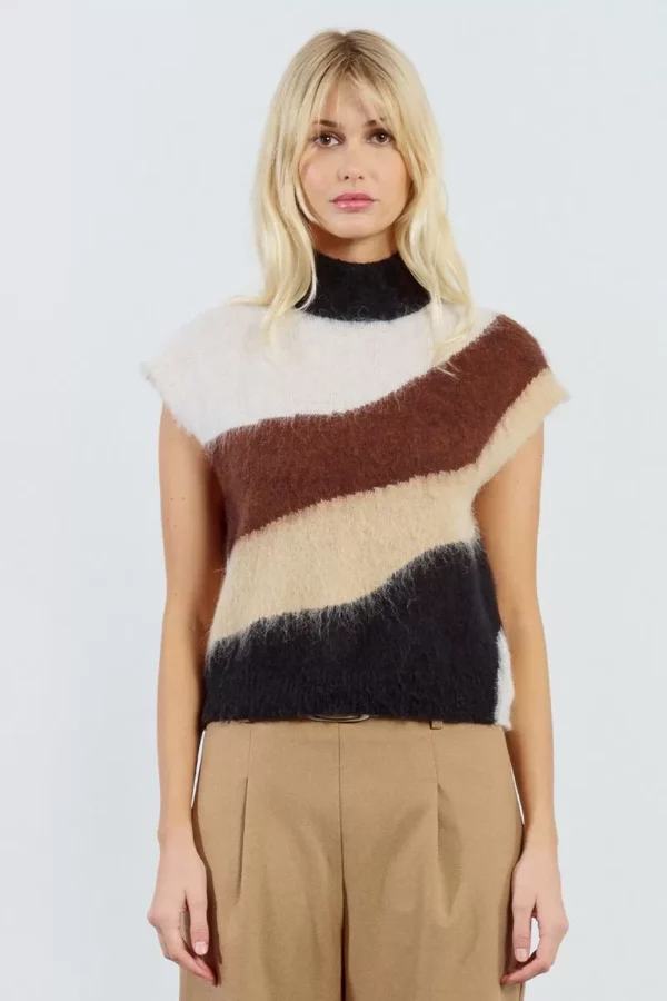 Pull sans manches en maille brossée – Image 3