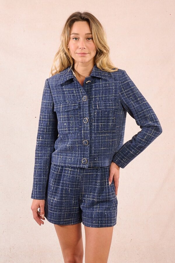Short taille haute en tweed