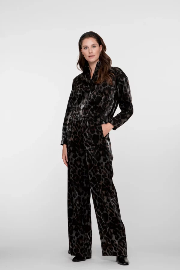 Pantalon à imprimé léopard