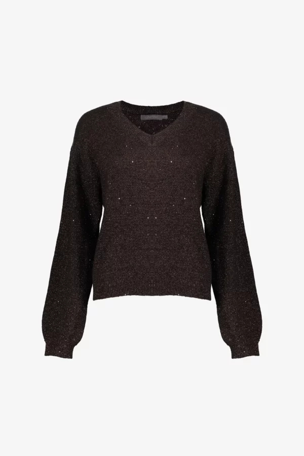 Pull à col en V et paillettes – Image 3