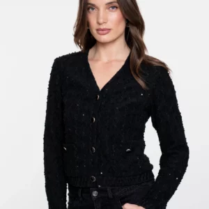 Cardigan bouclé à boutons gracieux