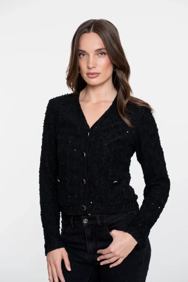 Cardigan bouclé à boutons gracieux