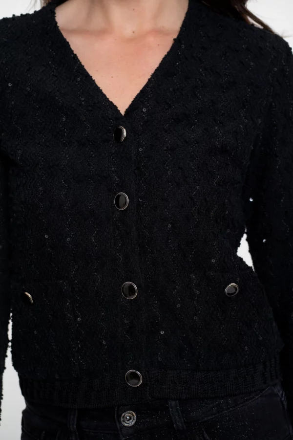 Cardigan bouclé à boutons gracieux – Image 2