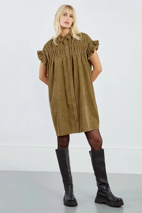 Robe chemise à fronces