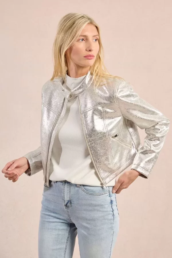 Veste métallisée style biker