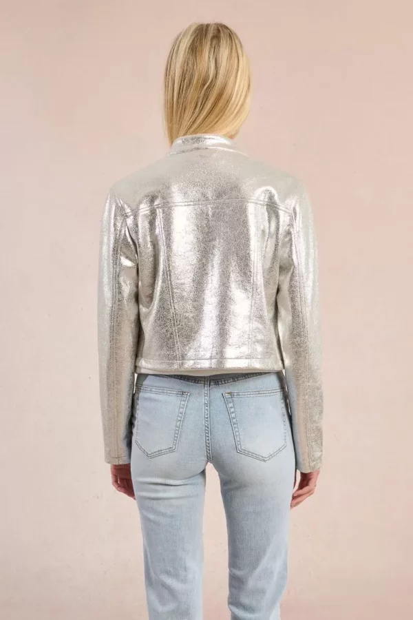 Veste métallisée style biker – Image 2