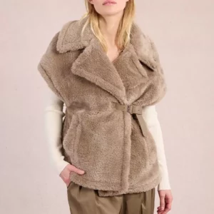 Veste ceinturée effet fourrure