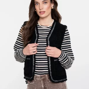Gilet teddy Geisha avec bordure tissée