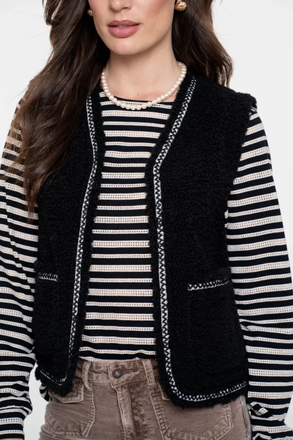Gilet teddy Geisha avec bordure tissée – Image 2
