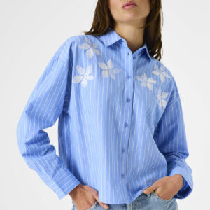 Chemise rayée avec broderies