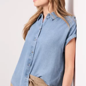 Chemisier dropped shoulder au look denim