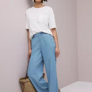 High Waist Pantalon à jambes larges avec détails de boutons