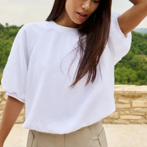 T-shirt manches ballon et fermeture éclair