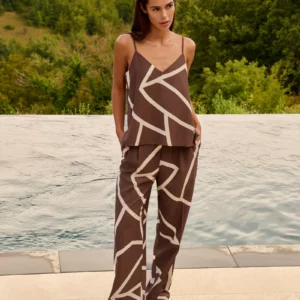 Pantalon imprimé, coupe large