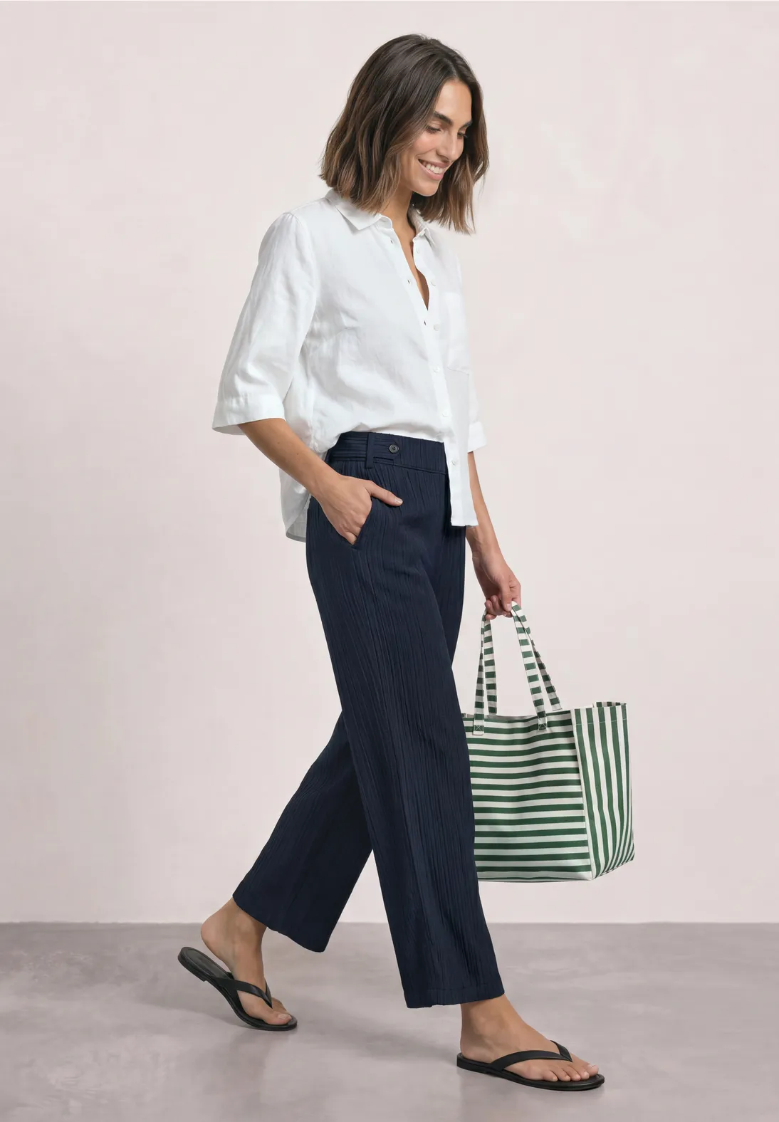 Pantalon large effet froissé