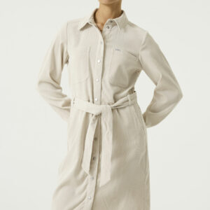 Robe velours côtelé écru