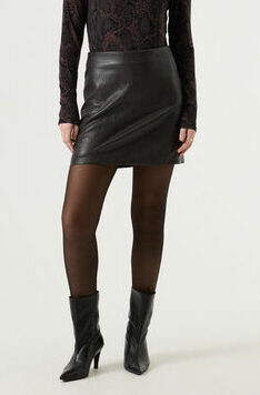 Jupe en simili cuir marron